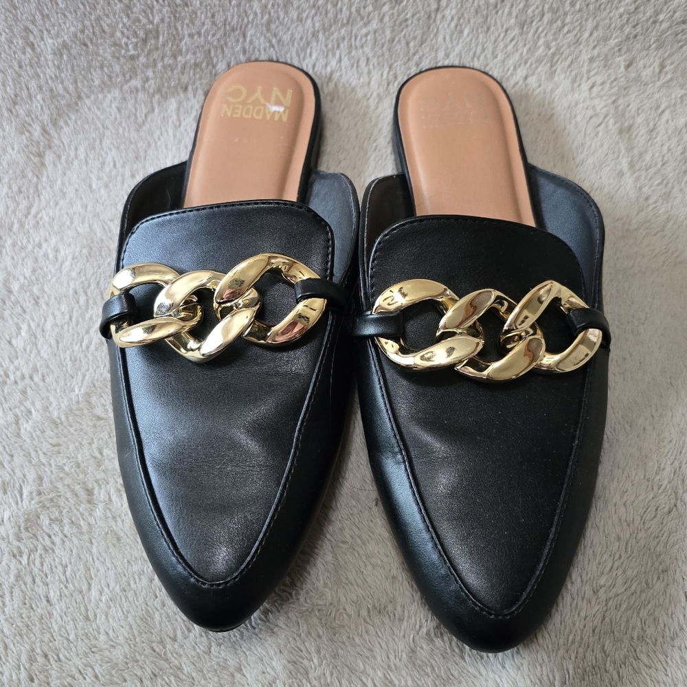 Madden NYC Amber Mules Black Size 9